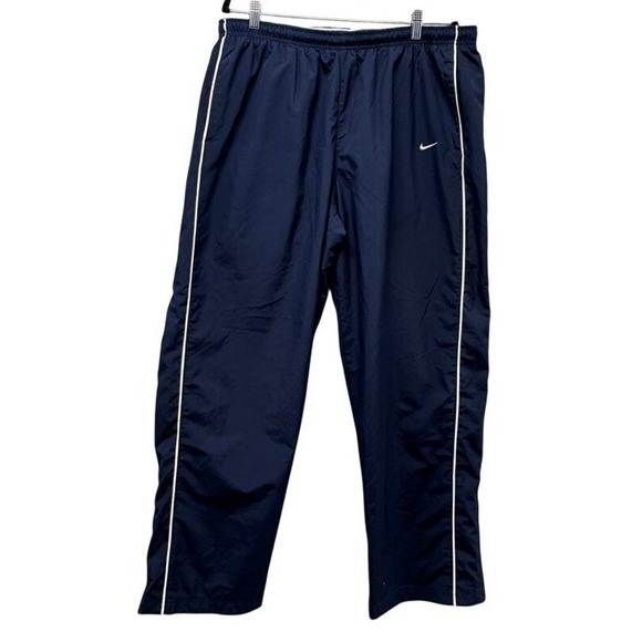 Nike Other - Nike Mens XXL Navy Blue Track Pants Mesh Lined White Stripe Windbreaker Joggers